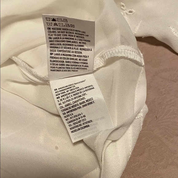 AE White Eyelet Off-Shoulder Peasant Blouse Balloon Sleeves Broderie Anglaise - Picture 10 of 12